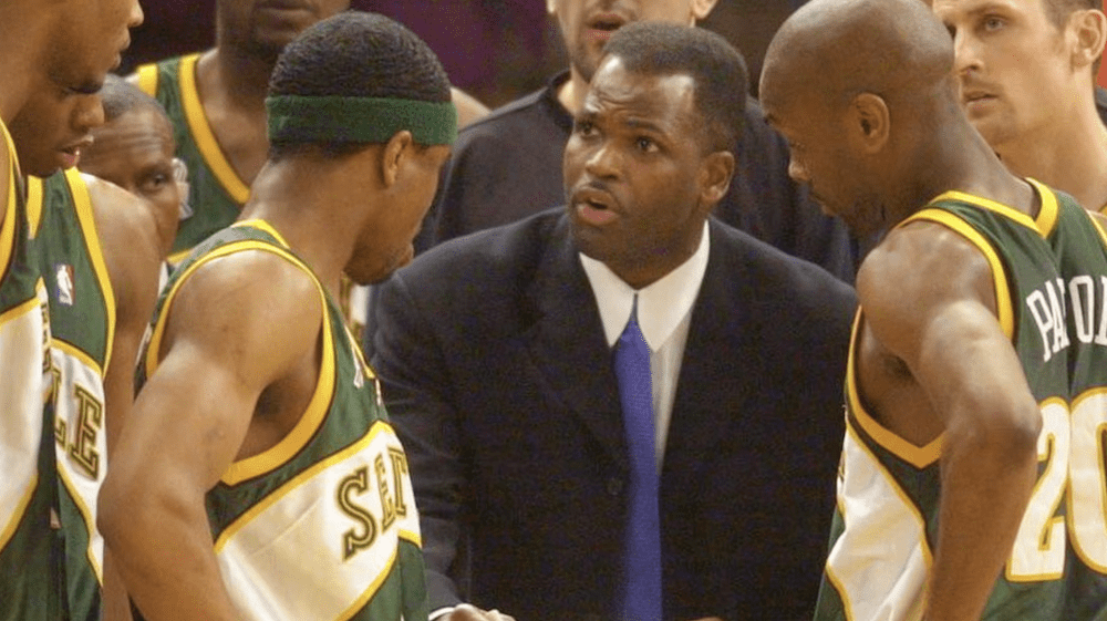 Nate McMillan coaching the Seattle SuperSonics