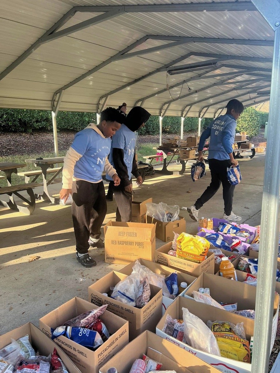 Young men taking part in a community service project